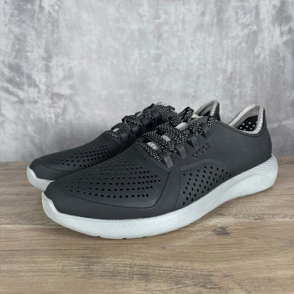 Crocs LiteRide Pacer Men’s Size 9 Water-Friendly Sneakers Black Gray Shoes - Picture 1 of 9